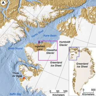 Location of the Hiawatha impact crater.